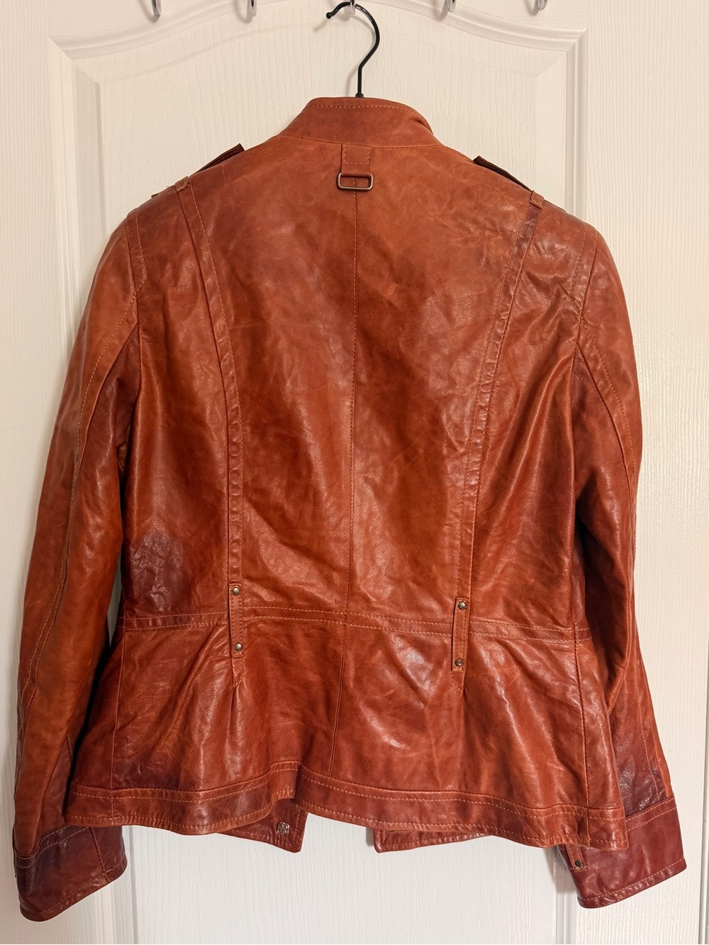 Danier Rust Leather Button-Up Military-Style Jacket - Picture 3 of 7